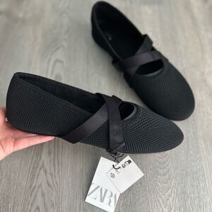 ZARA CROSSOVER FABRIC BALLET FLATS